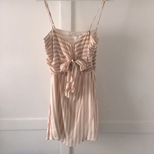 Olivaceous pink and white/cream striped mini dress
